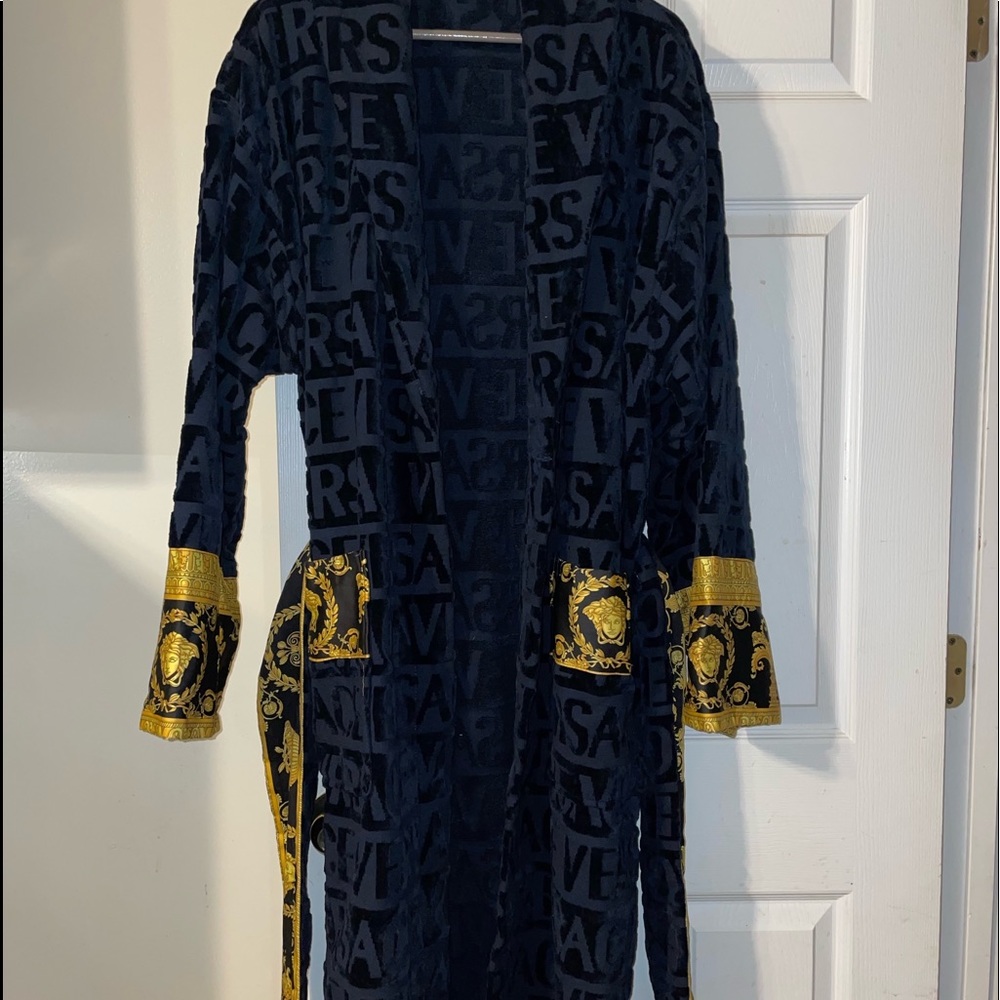 Mens Versace robe navy blue